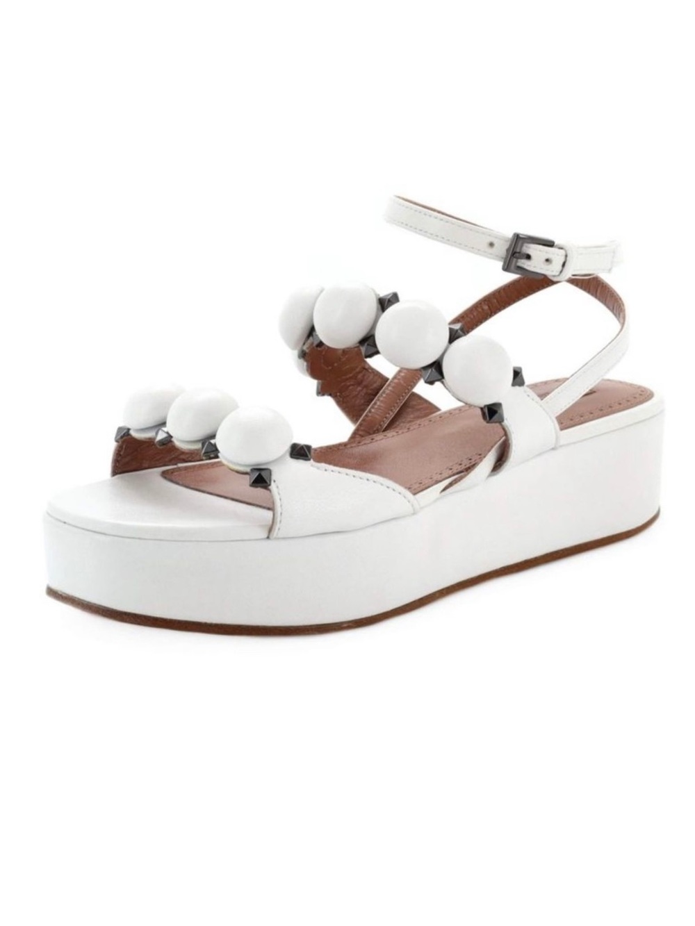 Alaia Bombe Chunky Platform Leather Sandals White Size 10